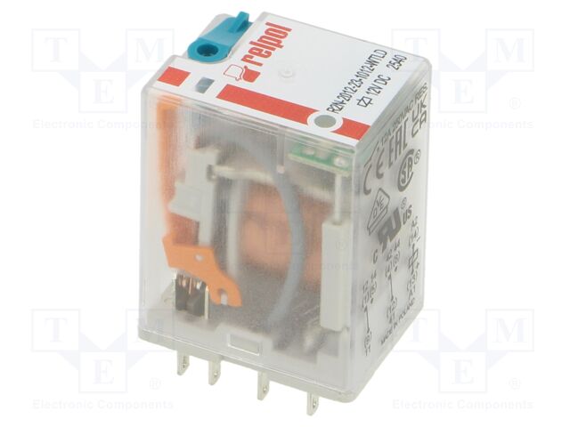 Relay: electromagnetic; DPDT; Ucoil: 12VDC; Icontacts max: 12A