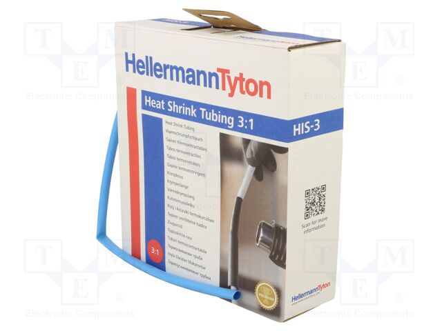 Heat shrink sleeve; 3: 1; 6mm; L: 10m; blue; Wall thick: 0.65mm