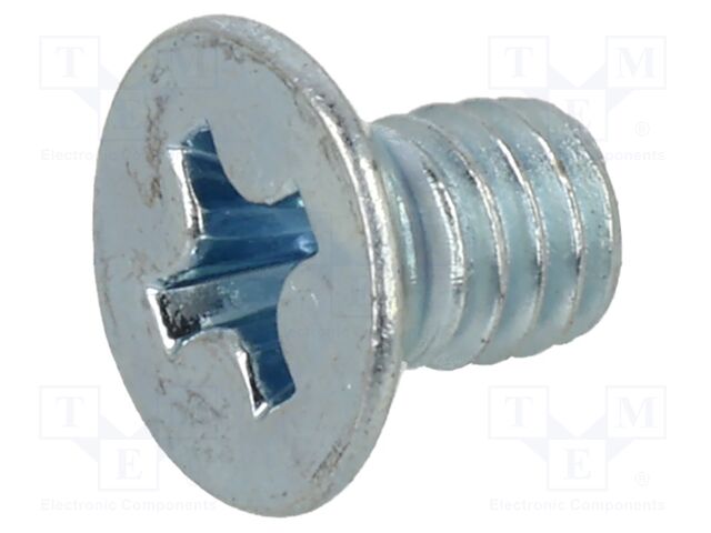 Screw; M4x6; Head: countersunk; Phillips; PH2; steel; zinc; DIN 965