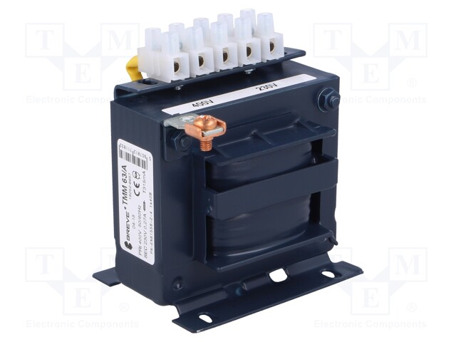 Transformer: mains; 63VA; 400VAC; 230V; Leads: terminal block; IP00