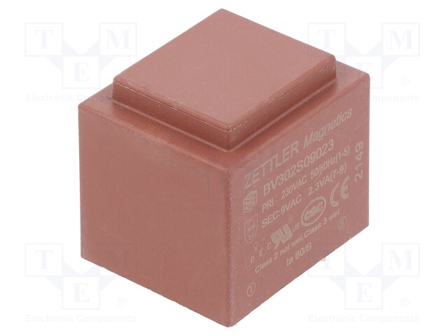 Transformer: encapsulated; 230VAC; 9V; Mounting: PCB