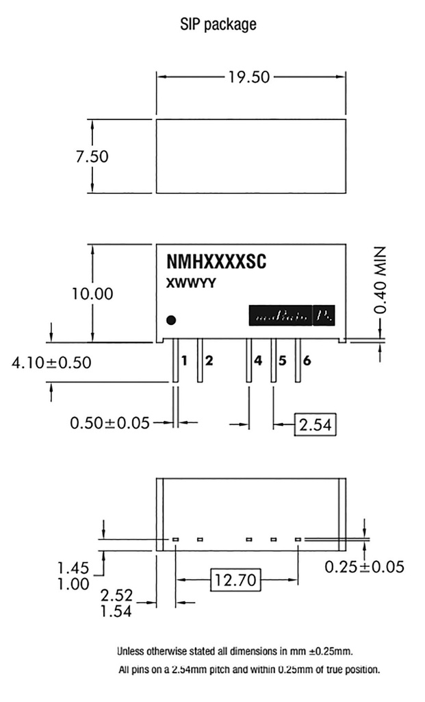 Converter: DC/DC; 2W; Uin: 21.6÷26.4V; Uout: 5VDC; Uout2: -5VDC; SIP