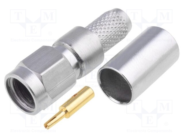 Plug; SMA; reverse,female; straight; 50Ω; H155; crimped; for cable