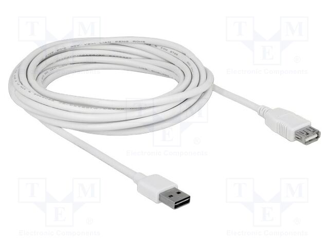 Cable; USB 2.0; USB A socket,USB A plug double sided; 3m; white