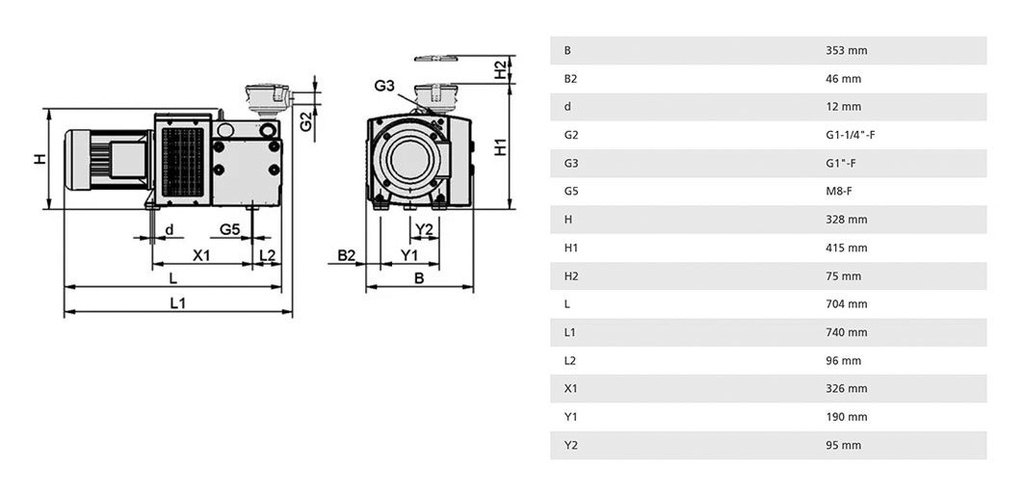 Vacuum pump; 71dBA; IP55; 66m3/h; Rated power @50Hz: 2.2kW; EVE-TR