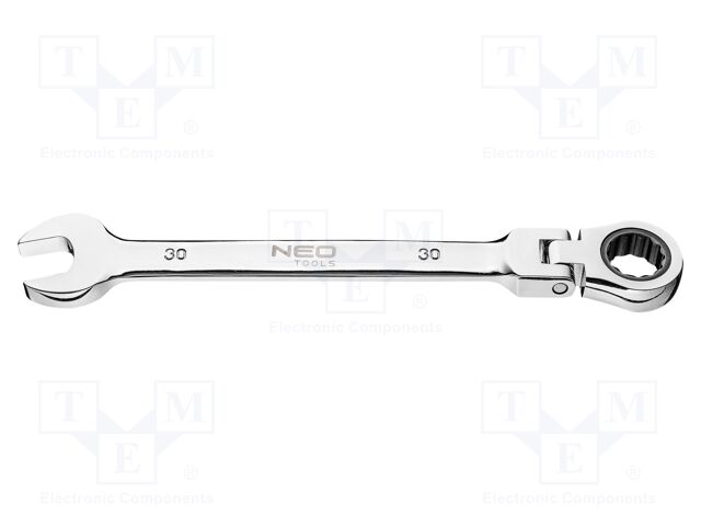 Wrench; combination spanner,with ratchet,with joint; 30mm