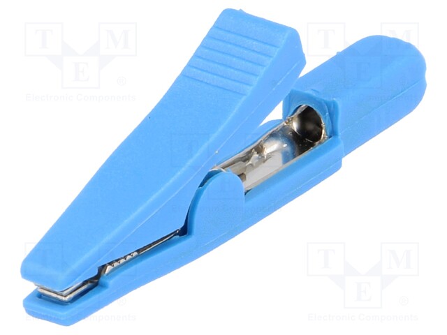 Crocodile clip; 5A; 70VDC; blue; Overall len: 42mm; Contacts: brass