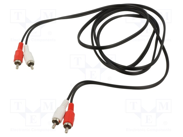Cable; RCA plug x2,both sides; 5m; Plating: nickel plated; black
