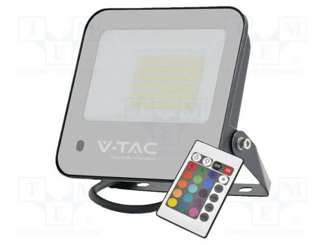 Lamp: LED flood light; 50W; 230VAC; white cold,RGB; 115°; 6500K