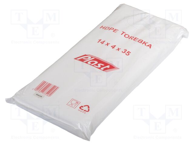Plastic bag; L: 350mm; Width: 140mm; Thick: 6um; HDPE; transparent