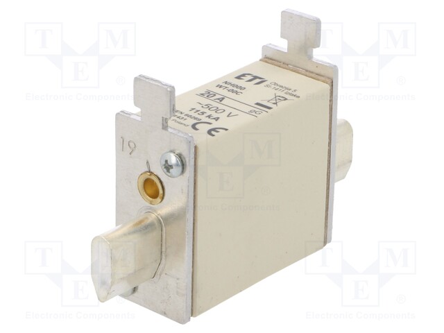 Fuse: fuse; gG; 20A; 500VAC; ceramic,industrial; NH00C; WT-NH