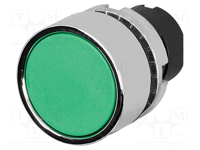 Switch: push-button; 22mm; Stabl.pos: 1; green; none; IP65; flat