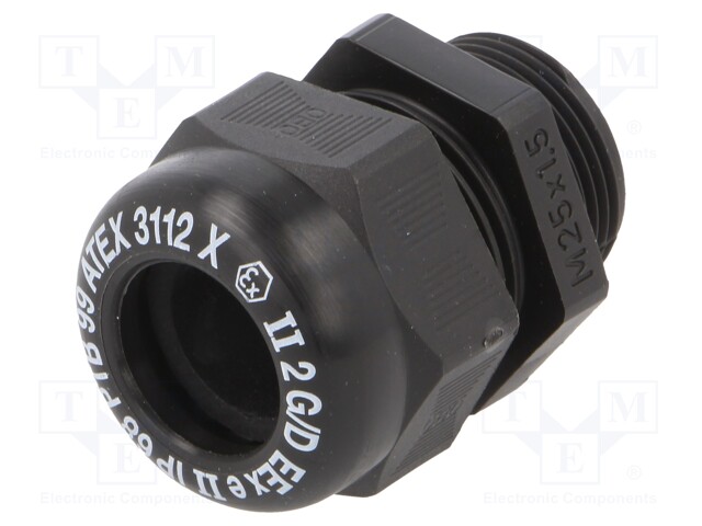 Cable gland; with metric thread; M25; IP68; Mat: polyamide; black