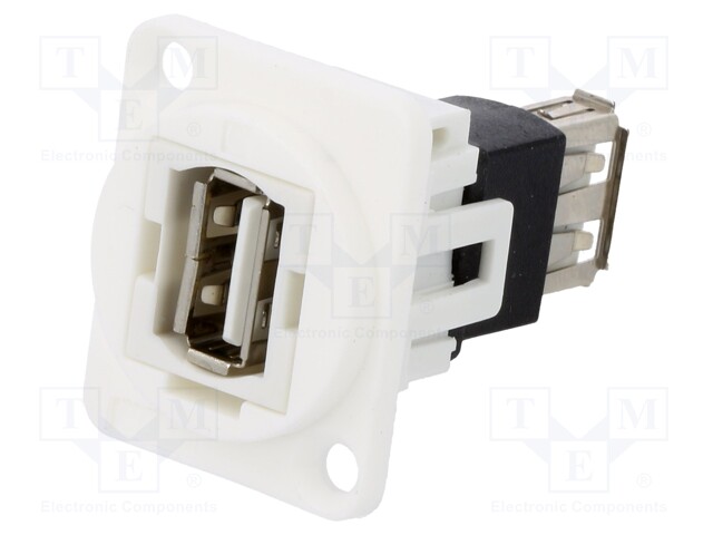Coupler; USB A socket,both sides; FT; USB 2.0; plastic; 19x24mm