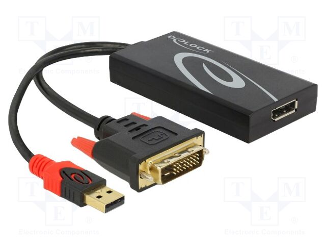 Adapter; DisplayPort socket,DVI-D (24+1) plug,USB A plug; 0.3m