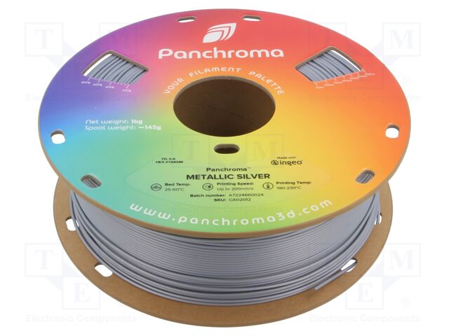 Filament: PLA; 1.75mm; metallic silver; 190÷230°C; 1kg; Panchroma™
