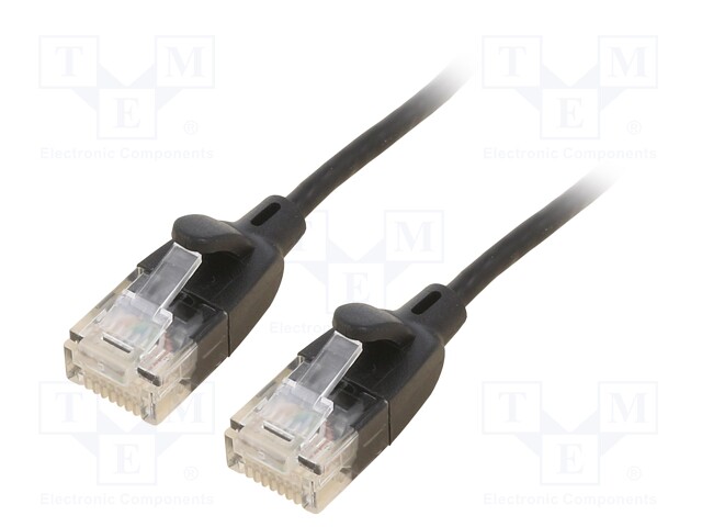 Patch cord; U/UTP; 6a; OFC; PVC; black; 5m; RJ45 plug,both sides