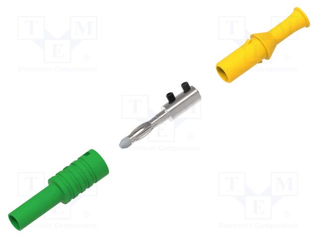 Connector: 4mm banana; plug; 36A; yellow-green; insulated