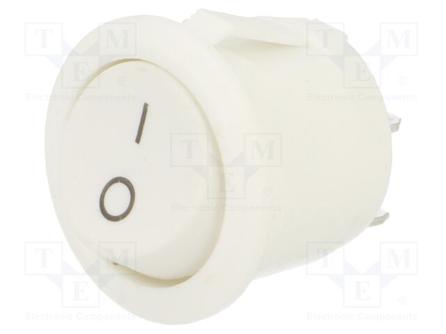 ROCKER; Pos: 2; 6A/250VAC; white; none; Body: white; Cutout: Ø20mm