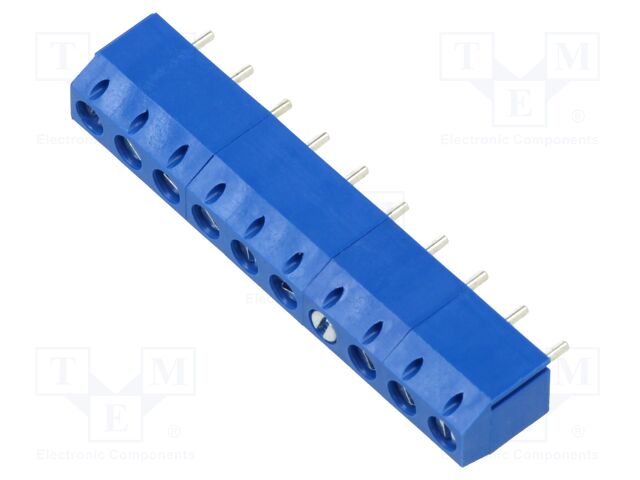 PCB terminal block; angled 90°; 5mm; ways: 10; on PCBs; 1.5mm2