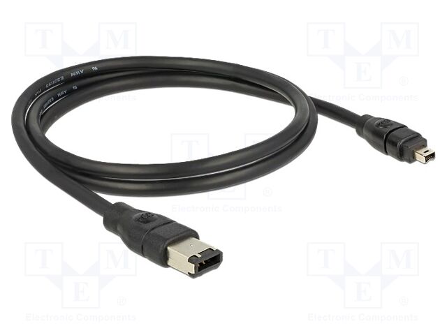 Cable; FireWire 4pin plug,FireWire 6pin plug; 1m; black; 28AWG