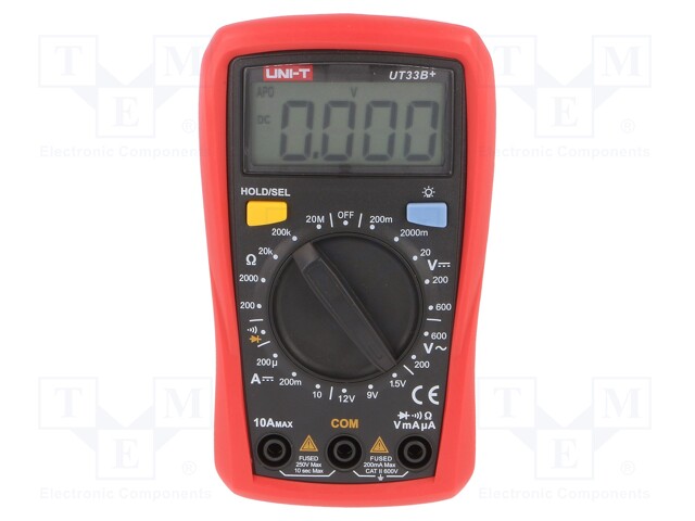 Digital multimeter; LCD,with a backlit; VDC: 200m/2/20/200/600V