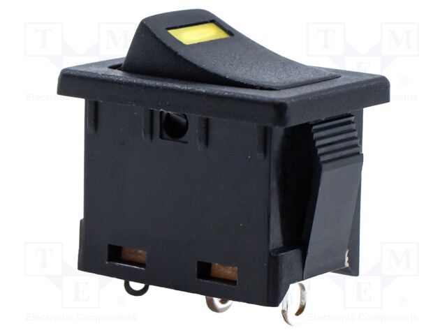 ROCKER SWITCH, SPST, 15A, 125VAC, BLACK