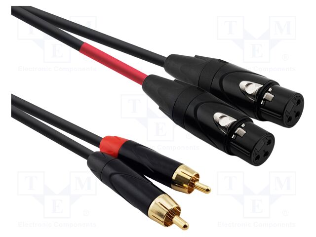 Cable; RCA plug x2,XLR female 3pin x2; 5m; black; PVC