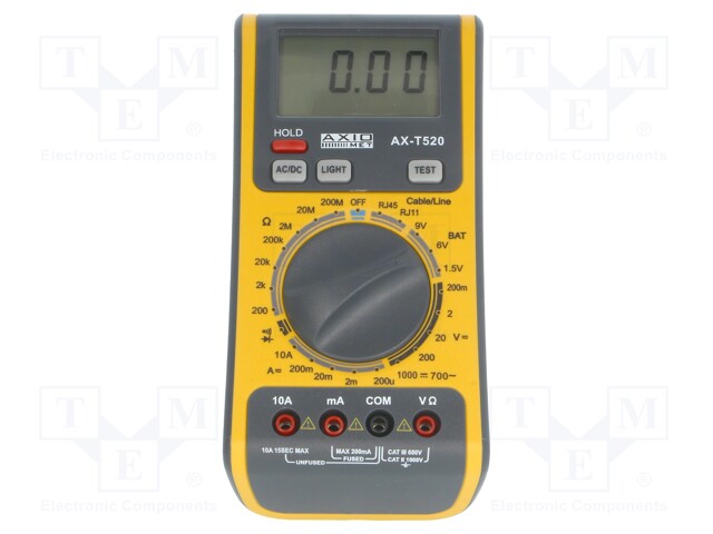 Digital multimeter; LCD 3,5 digit (3999) 15mm,with a backlit