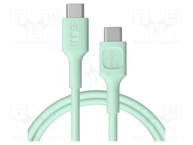 Cable; USB C plug,both sides; 1.2m; green; PVC; 480bps; 100W
