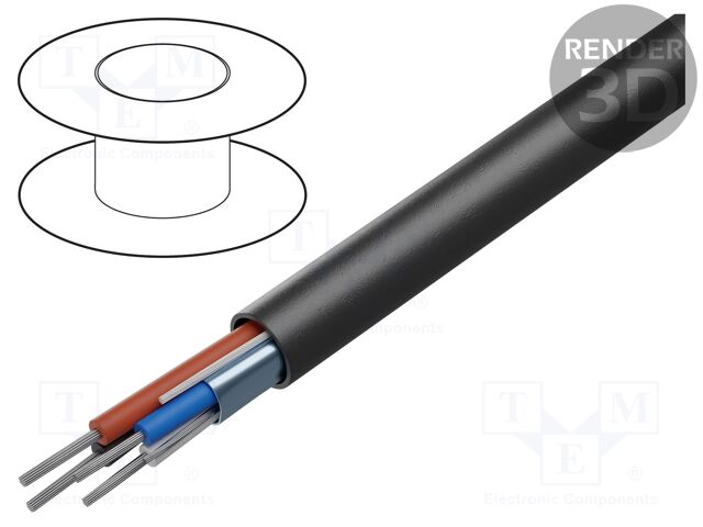 Wire; 1x2x22AWG,2x18AWG; shielded,Al-PET foil; PVC; black; 300V