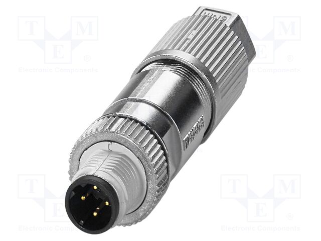 Plug; M12; PIN: 4; male; D code-Ethernet; for cable; IDC; straight