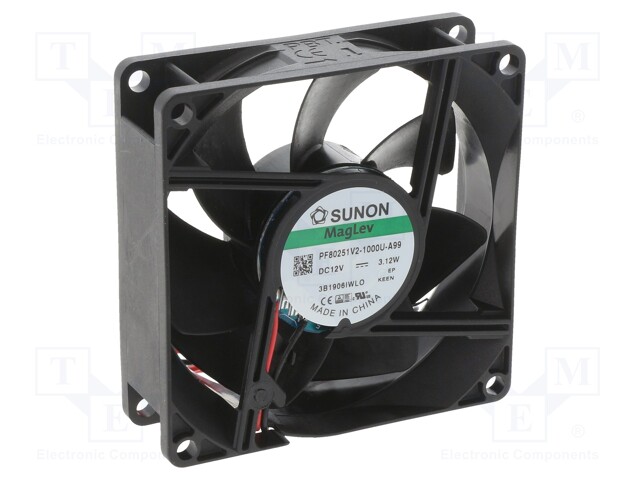 Fan: DC; axial; 12VDC; 80x80x25mm; 96.85m3/h; 43.1dBA; Vapo; 4500rpm