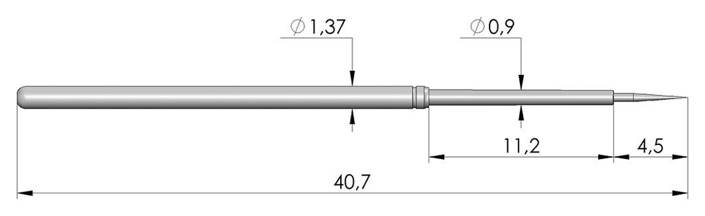 Test needle; Operational spring compression: 9.3mm; 5A; Ø: 0.5mm