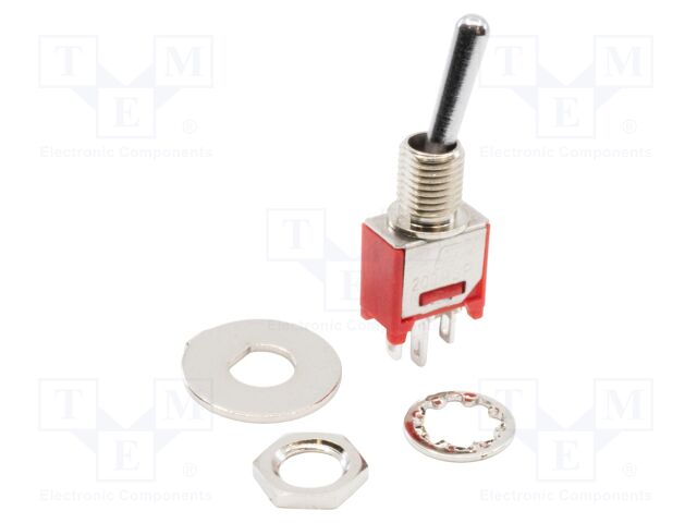 Switch: toggle; Pos: 3; SP3T; (ON)-OFF-(ON); 1A/250VAC; 3A/28VDC