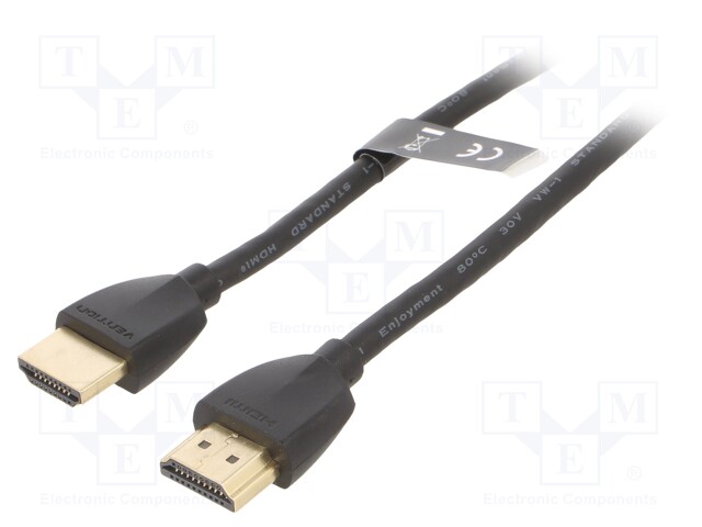 Cable; HDMI 2.0; HDMI plug,both sides; 2m; black; 32AWG; Core: Cu
