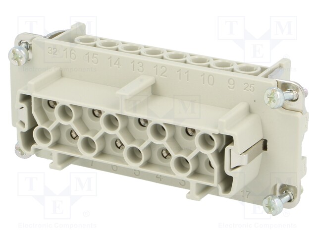 Connector: HDC; contact insert; female; C146; PIN: 16; 16+PE; 19A