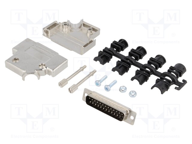 D-Sub; PIN: 25; plug; male; shielded; soldering; for cable; black