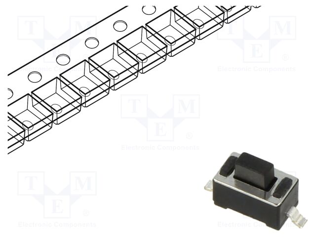 Microswitch TACT; SPST; Pos: 2; 0.05A/12VDC; SMT; 1.57N; 3x6x3.5mm