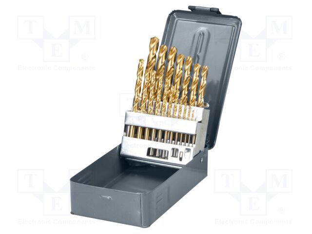 Drill set; for metal; metal,steel; 19pcs.