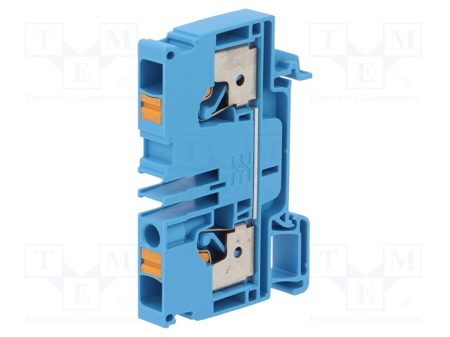 Splice terminal: rail; 6mm2; ways: 1; terminals: 2; blue; wemid; TS35