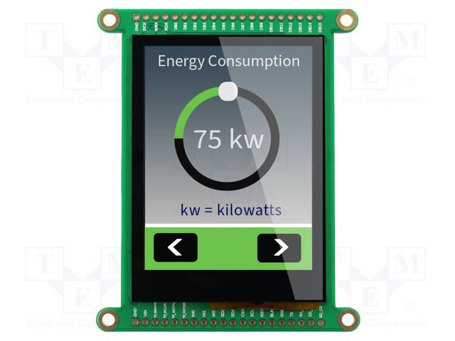 Display: TFT; 2.8"; 240x320; Illumin: LED; 69.03x85.2x8.29mm; RGB