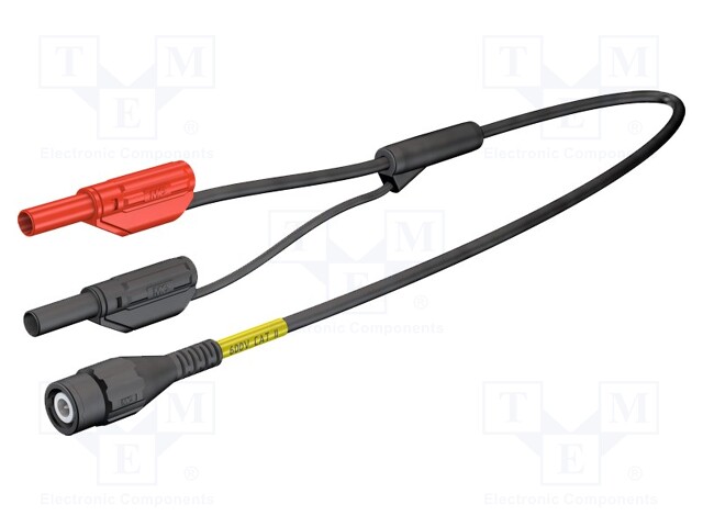 Test lead; 1.6m; black; Structure: 2x 4mm banana plug-BNC plug