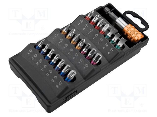 Kit: screwdriver bits; hex key,Phillips,Pozidriv®,slot,Torx®
