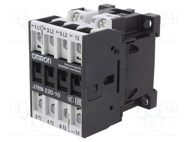 Contactor: 3-pole; Auxiliary contacts: NO; 230VAC; 22A; DIN; J7KN