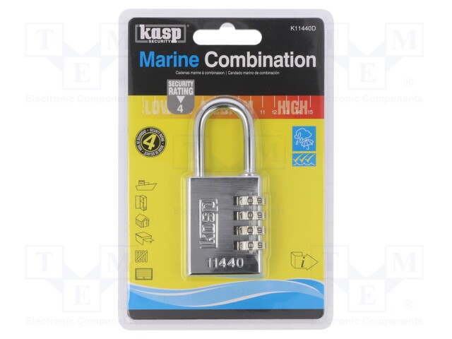 Padlock; Width: 40mm; stainless steel; gates,garages,cabinets