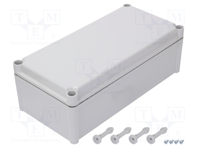 Enclosure: multipurpose; X: 188mm; Y: 378mm; Z: 130mm; SOLID; ABS