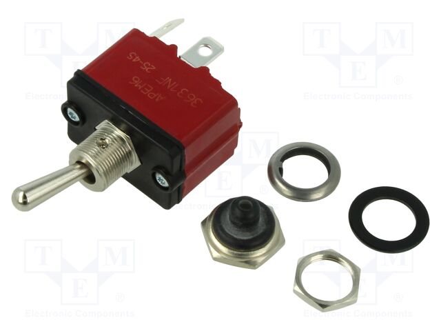 Switch: toggle; Pos: 2; SPST; OFF-ON; 12A/28VDC; 3600NF; -40÷85°C