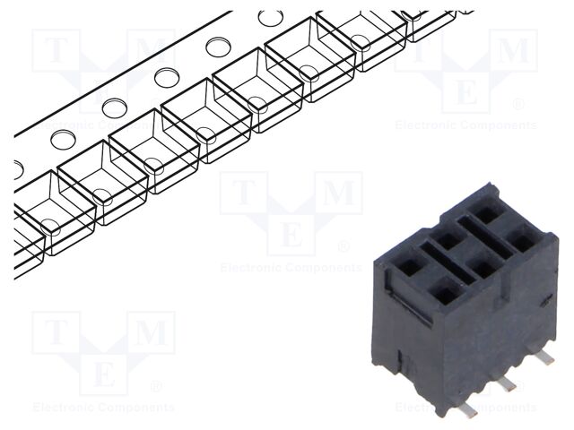 Connector: pin strips; female; PIN: 6; 2.54mm; gold-plated; SMT