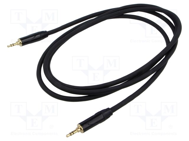 Cable; Jack 3.5mm plug,both sides; 2m; black; Øcable: 6mm; PVC